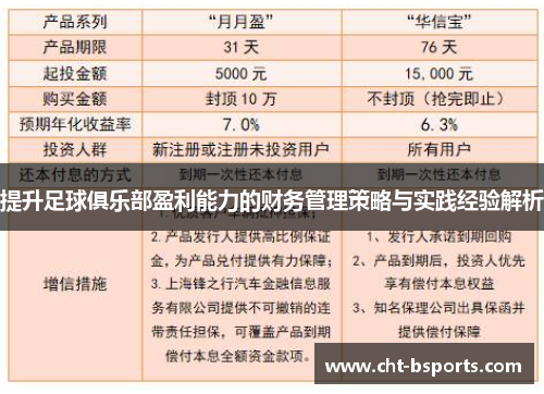 提升足球俱乐部盈利能力的财务管理策略与实践经验解析 提升足球俱乐部盈利能力的财务管理策略与实践经验解析