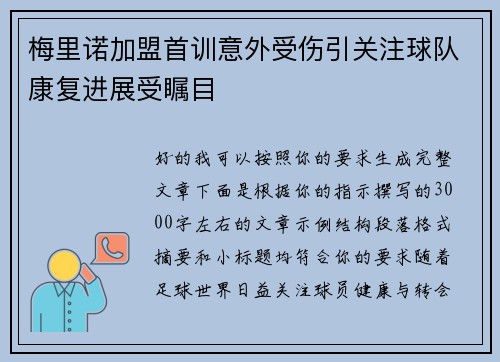 梅里诺加盟首训意外受伤引关注球队康复进展受瞩目 梅里诺加盟首训意外受伤引关注球队康复进展受瞩目